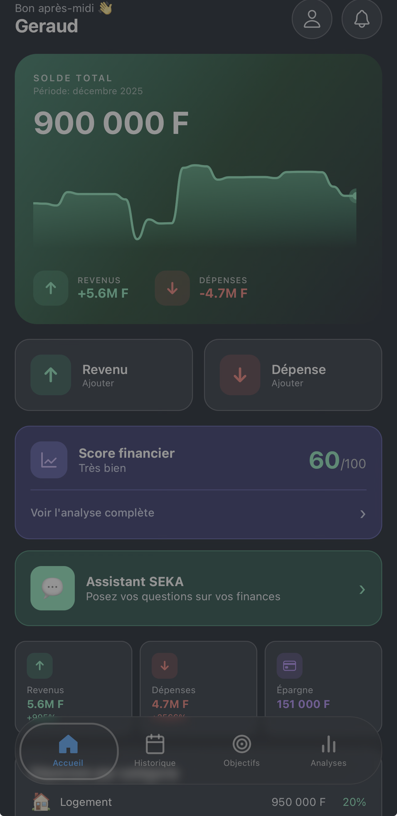 SEKA Money Dashboard